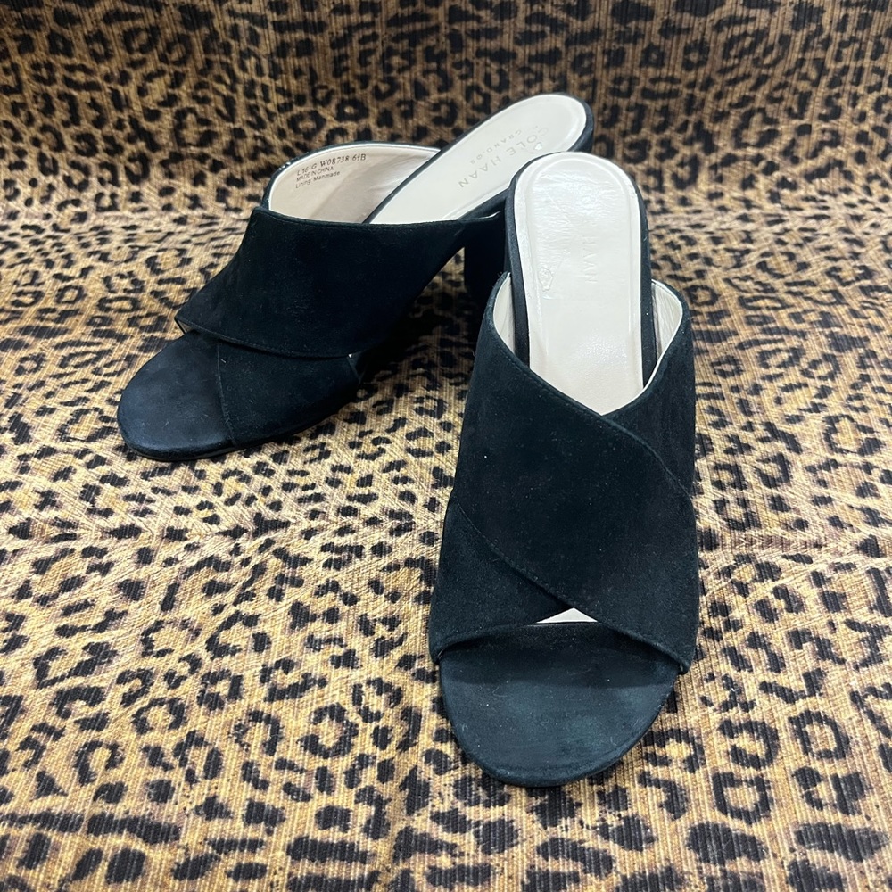 Cole Haan Grand.OS Suede Cross Strap Block Heel